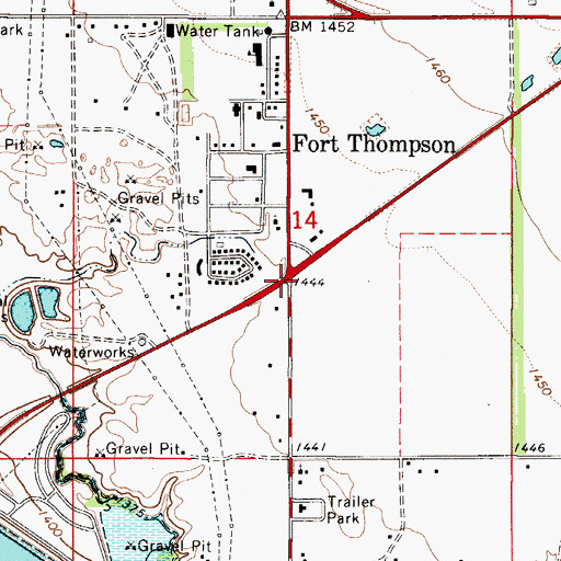 Topographic Map of Fort Thompson, SD
