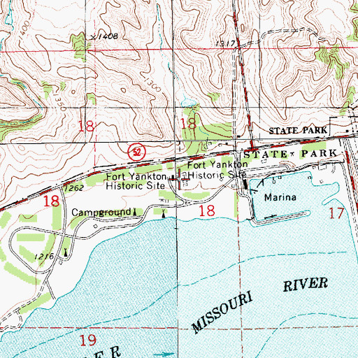 Topographic Map of Fort Yankton Historic Site, SD