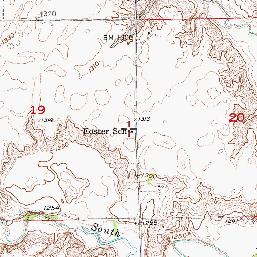 Topographic Map of Foster School, SD