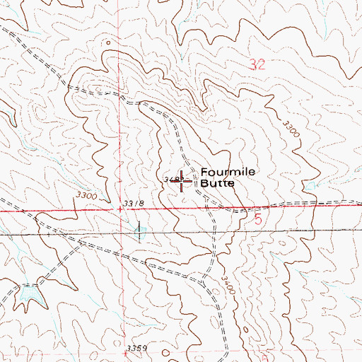 Topographic Map of Fourmile Butte, SD