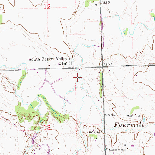 Topographic Map of Fourmile Creek, SD