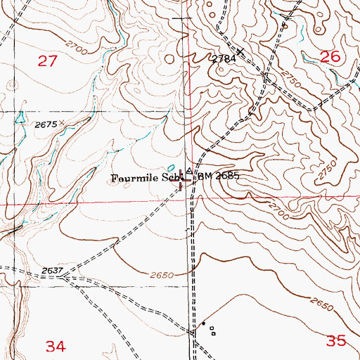 Topographic Map of Fourmile School, SD