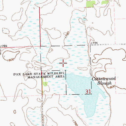 Topographic Map of Fox Lake State Wildlife Management Area, SD