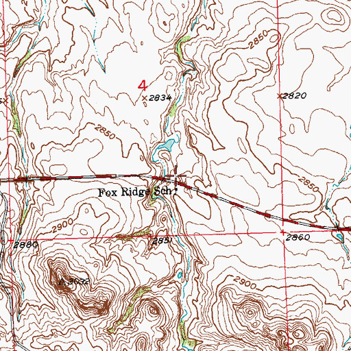 Topographic Map of Fox Ridge School, SD