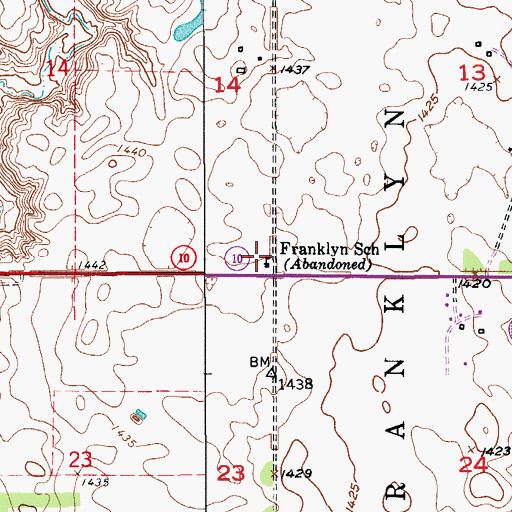 Topographic Map of Franklyn School, SD