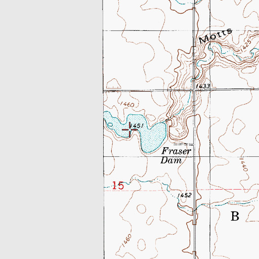 Topographic Map of Fraser Dam, SD