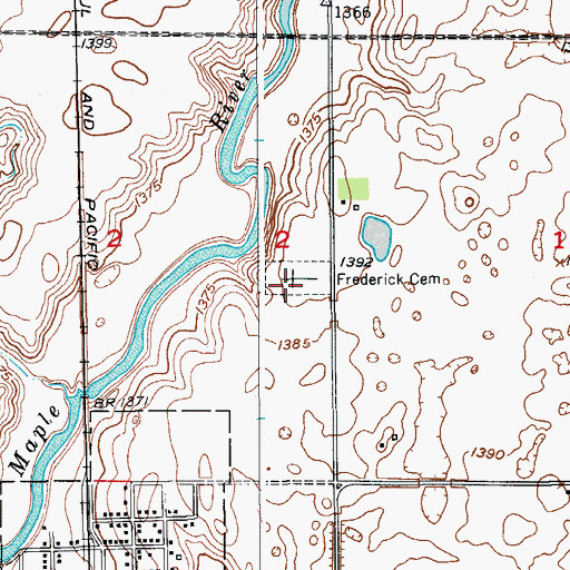 Topographic Map of Frederick Cemetery, SD