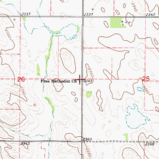 Topographic Map of Free Methodist Church, SD
