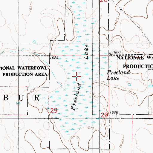 Topographic Map of Freeland Lake, SD