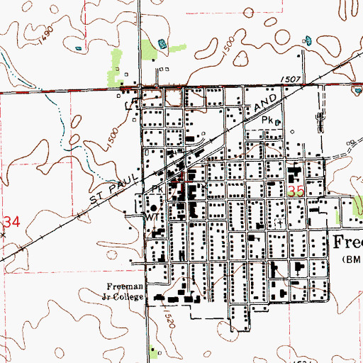 Topographic Map of Freeman, SD