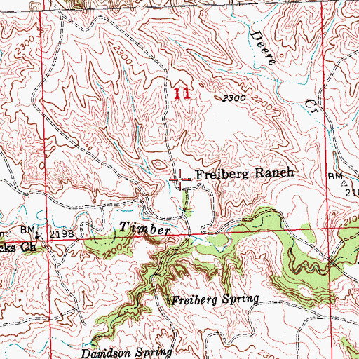 Topographic Map of Freiberg Ranch, SD