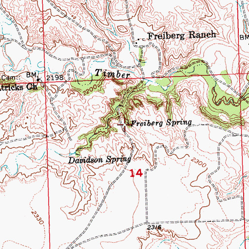 Topographic Map of Freiberg Spring, SD