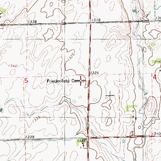 Topographic Map of Friedenfeld Cemetery, SD