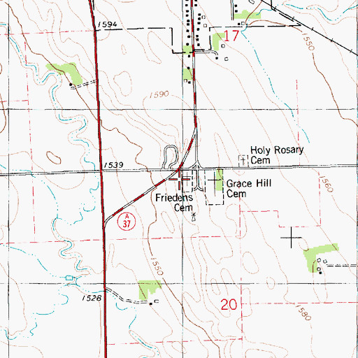Topographic Map of Friedens Reformed Cemetery, SD