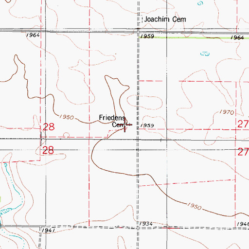 Topographic Map of Friedens Cemetery, SD