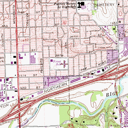 Topographic Map of Robert Frost Elementary School, SD