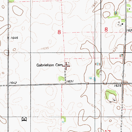Topographic Map of Gabrielson Cemetery, SD