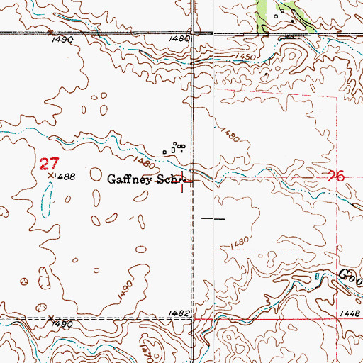 Topographic Map of Gaffney School, SD