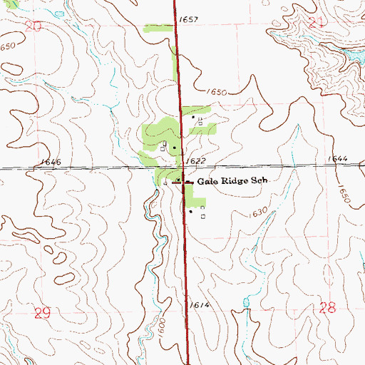 Topographic Map of Gale Ridge School, SD