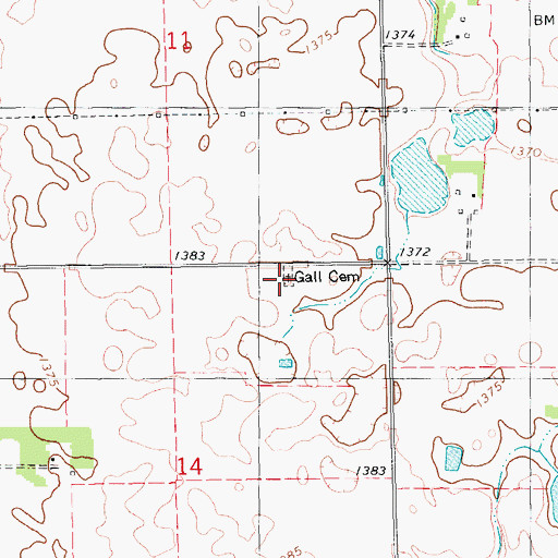 Topographic Map of Worms Cemetery, SD