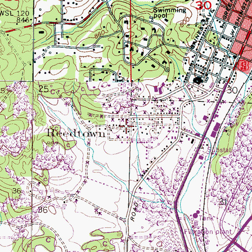 Topographic Map of Reedtown, AL