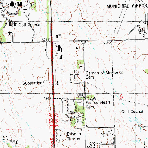 Topographic Map of Garden of Memories Cemetery, SD
