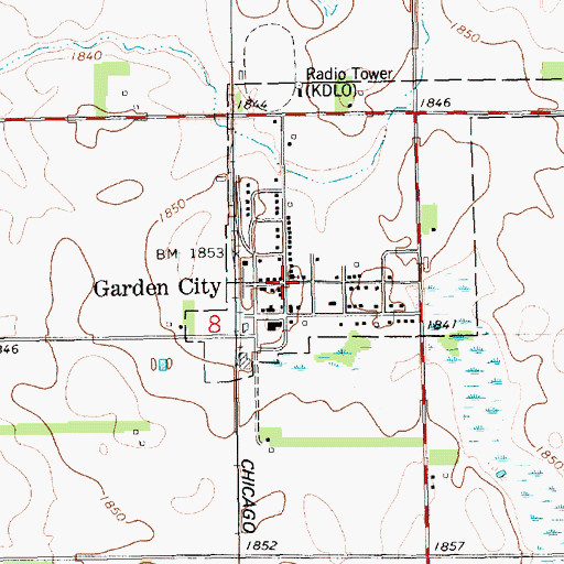 Topographic Map of Garden City, SD