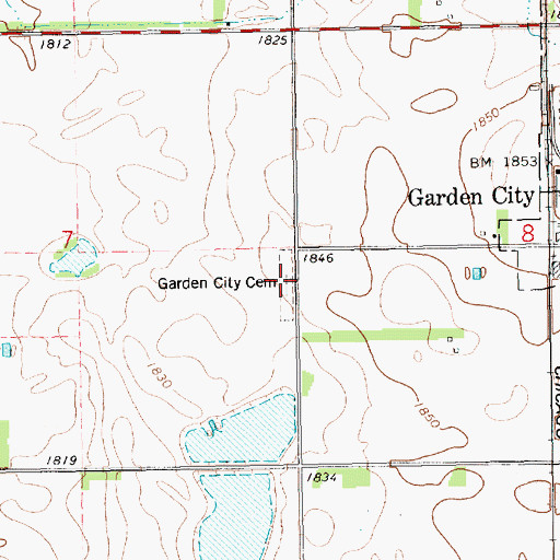Topographic Map of Garden City Cemetery, SD