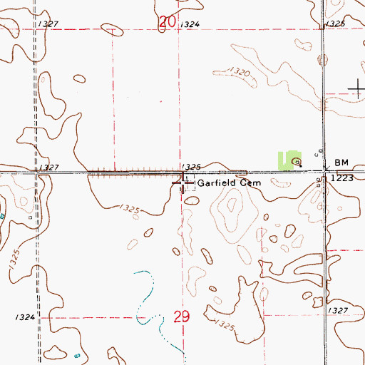 Topographic Map of Garfield Cemetery, SD