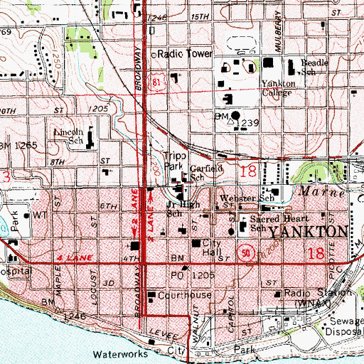 Topographic Map of Garfield School, SD