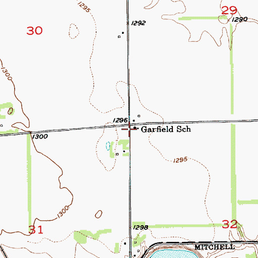 Topographic Map of Garfield School, SD