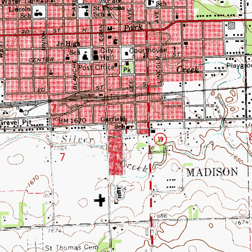 Topographic Map of Garfield School, SD