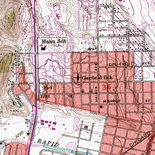 Topographic Map of Garfield School, SD