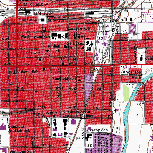 Topographic Map of Garfield School, SD
