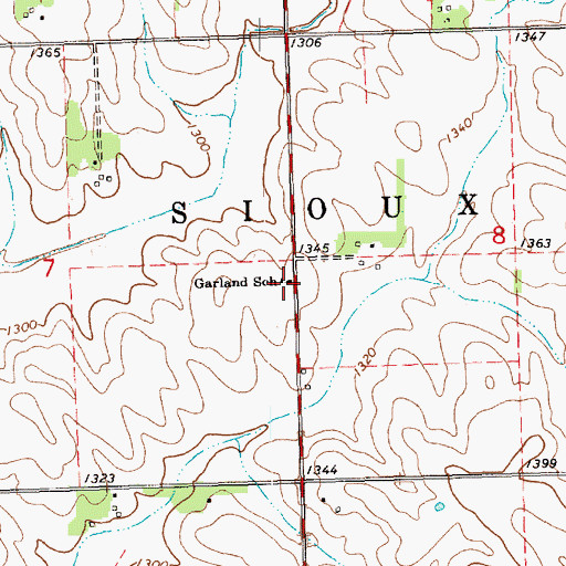 Topographic Map of Garland School, SD