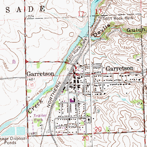 Topographic Map of Garretson, SD