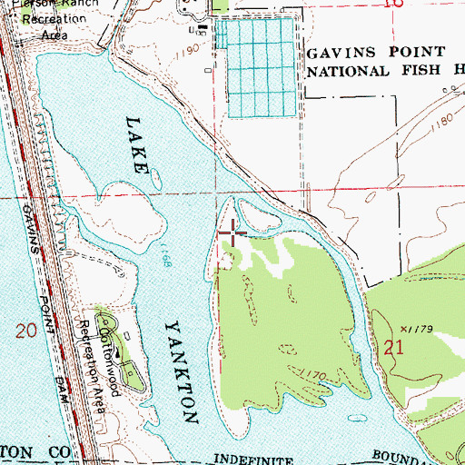 Topographic Map of Gavins Point National Fish Hatchery, SD