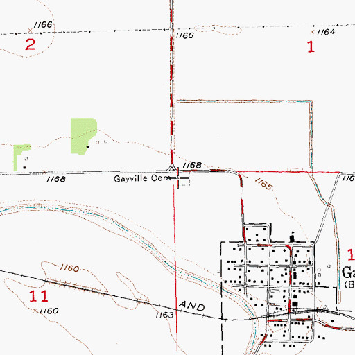 Topographic Map of Gayville Community Cemetery, SD