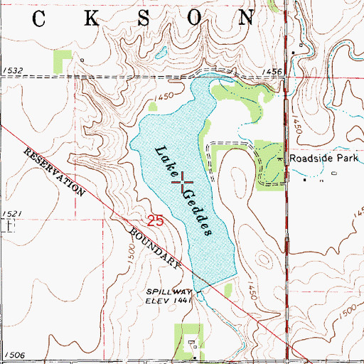 Topographic Map of Lake Geddes, SD