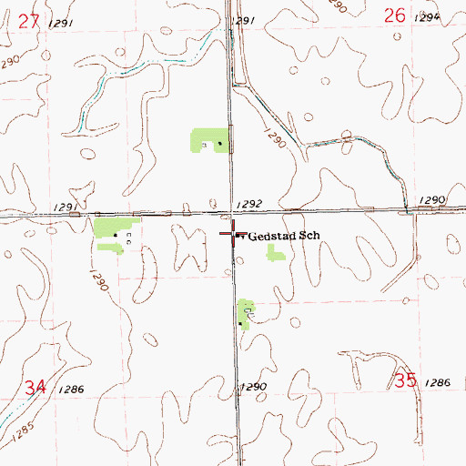 Topographic Map of Gedstad School, SD