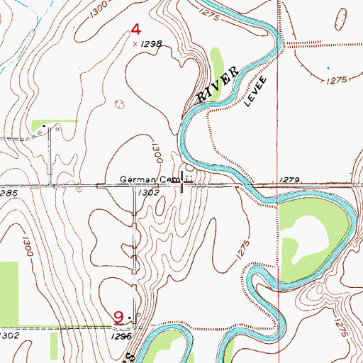 Topographic Map of German Cemetery, SD
