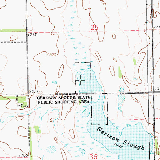 Topographic Map of Gertson Slough State Public Shooting Area, SD
