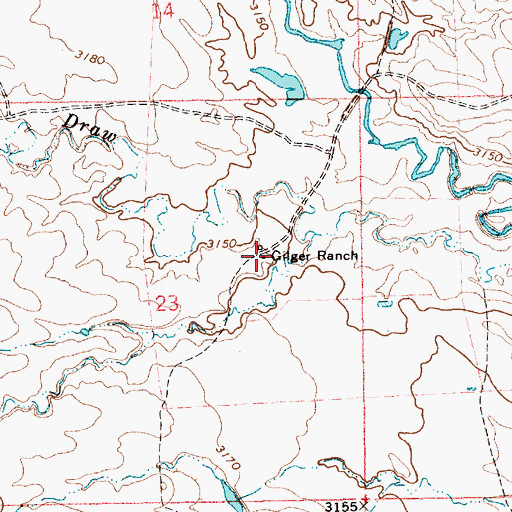 Topographic Map of Gilger Ranch, SD