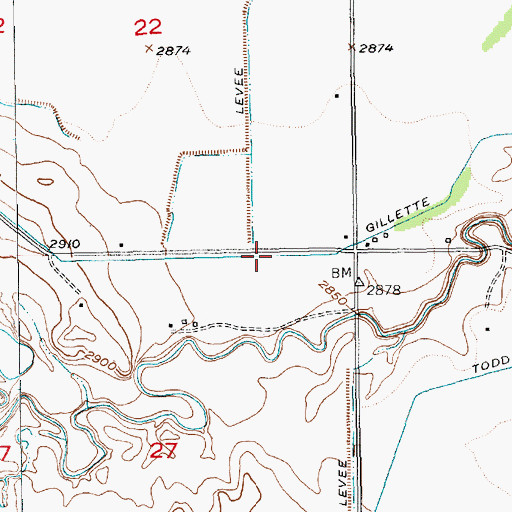 Topographic Map of Gillette Lateral, SD