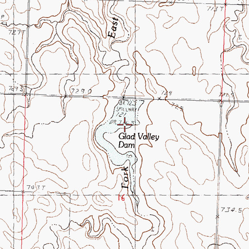 Topographic Map of Glad Valley Dam, SD