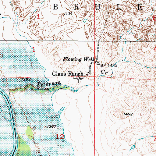 Topographic Map of Glaus Ranch, SD