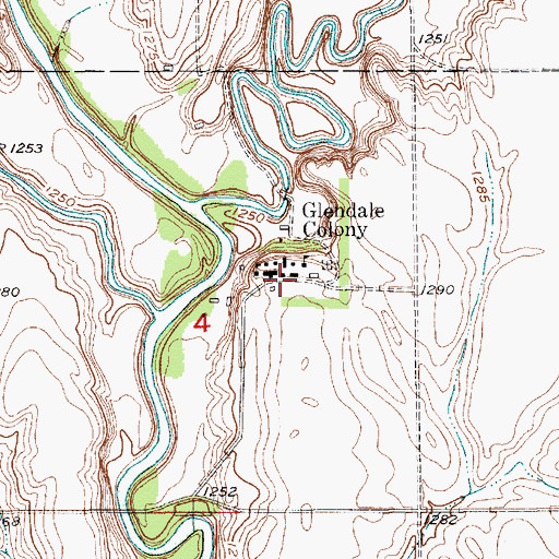 Topographic Map of Glendale Colony, SD
