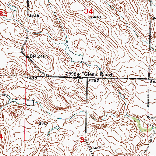 Topographic Map of Glenn Ranch, SD