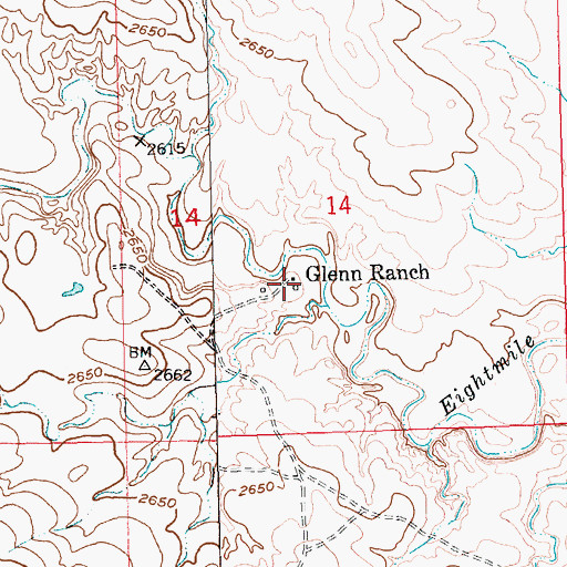 Topographic Map of Glenn Ranch, SD