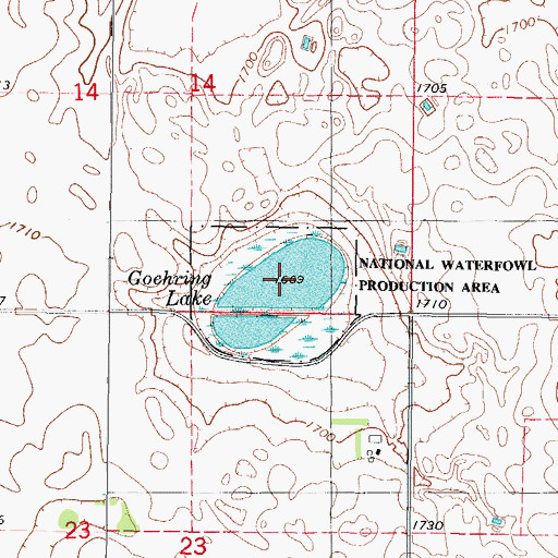 Topographic Map of Goehring Lake, SD